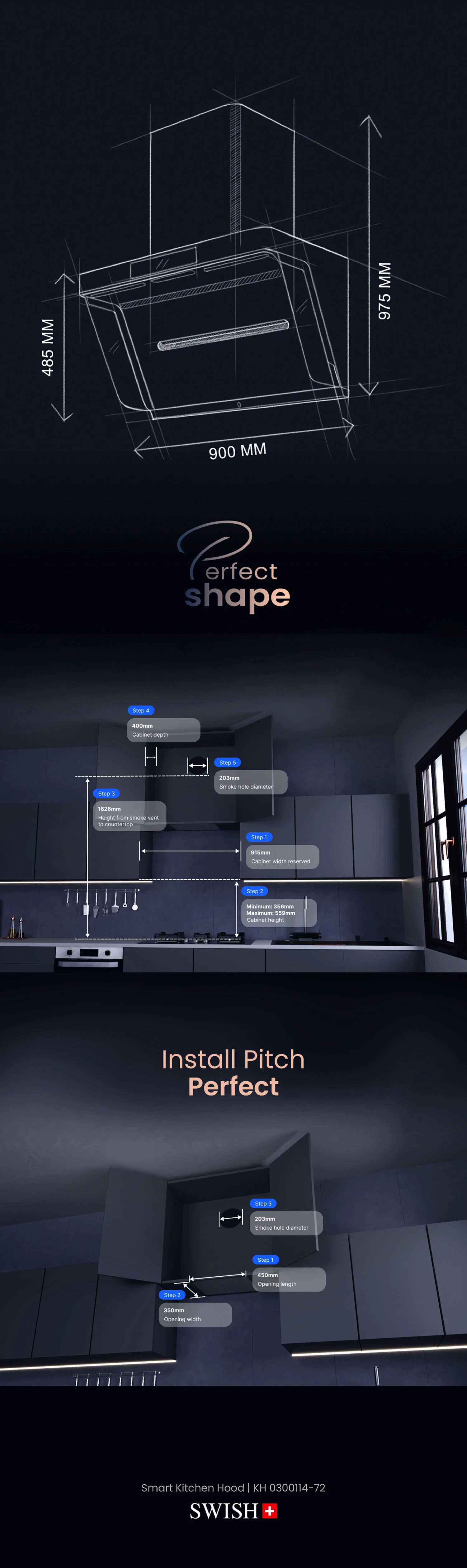 Klasso – KH 0300114-72 SWISH Smart Kitchen Hood Storytelling Image