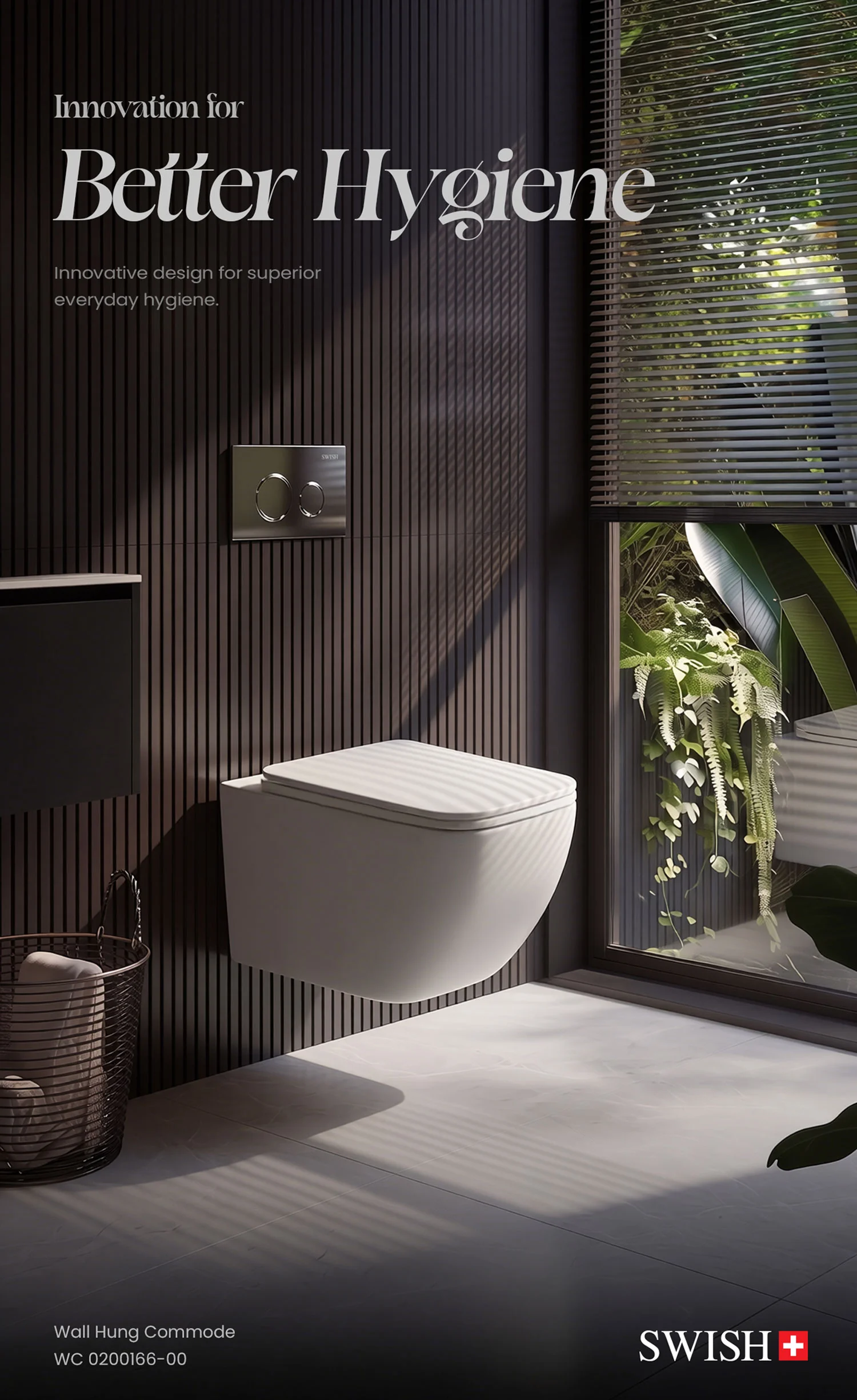 WC 0200166-00 SWISH Wall Hung Commode <br/> <span class="wall-hung-bowl">(Bowl + Seat cover)</span> Storytelling Image